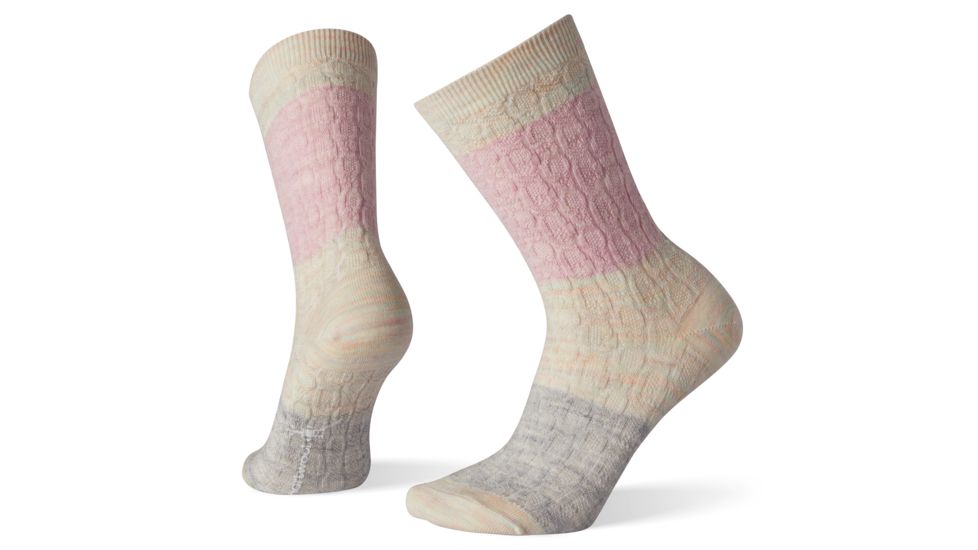 Smartwool Color Block Cable Crew Socks - Womens, Pink Nectar, Large, SW004004B98-L