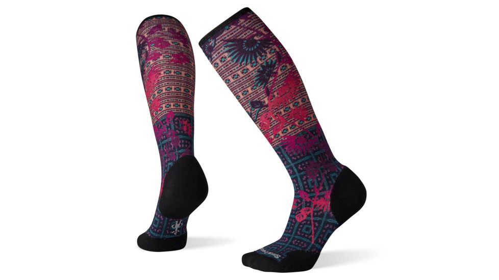 Smartwool Compression Sightseeing Sunflower Print OTC Socks - Womens, Deep Navy, Small, SW003990092-S