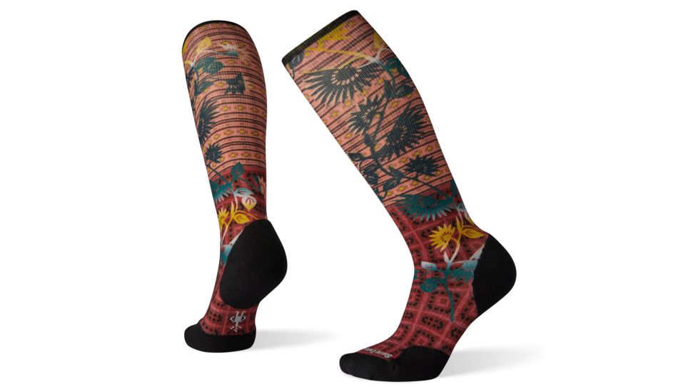 Smartwool Compression Sightseeing Sunflower Print OTC Socks - Womens, Masala, Small, SW003990D42-S