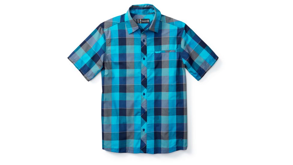 Smartwool Everyday Exploration Retro Plaid SS Shirt Mens, Sea Blue, XL, SW000330951-XL