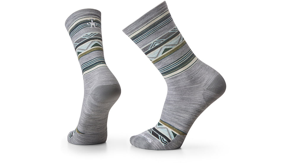 Smartwool Everyday Zig Zag Valley Crew Socks, Light Gray, Medium, SW0019980391-M