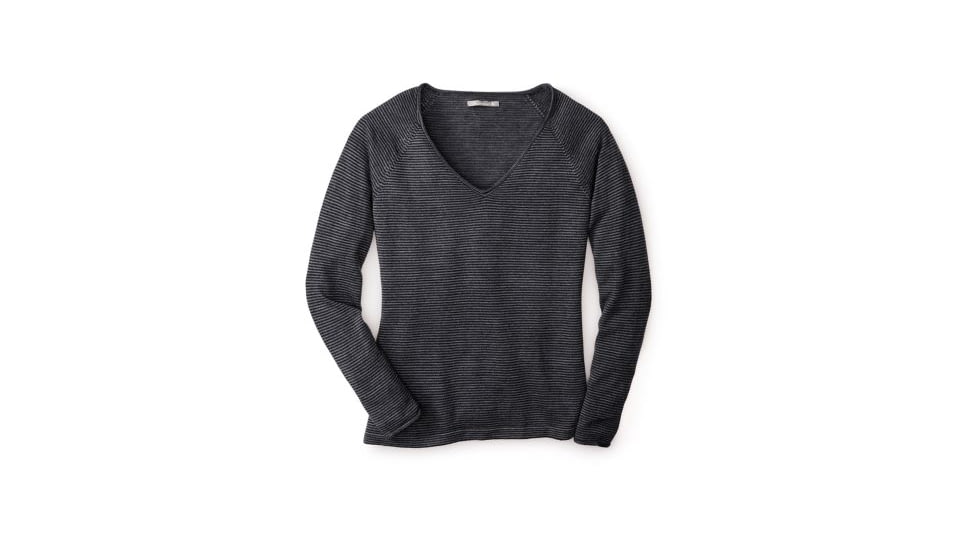 Smartwool Granite Falls Micro Stripe V-Neck Sweater - Womens, Charcoal Heather, Extra Small, SW000126010XS
