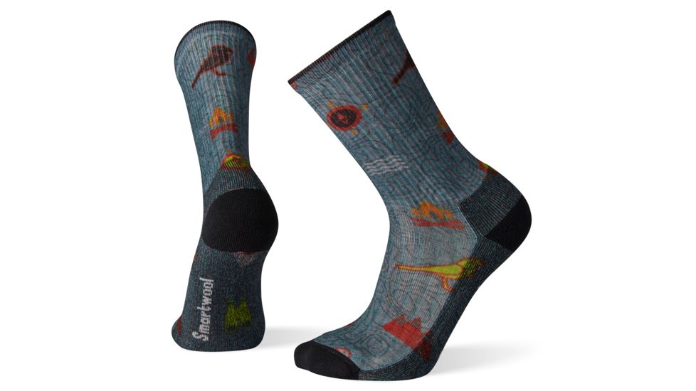Smartwool Hike Light Bear Camp Print Crew Socks - Mens, Frosty Green, Large, SW001247B72-L