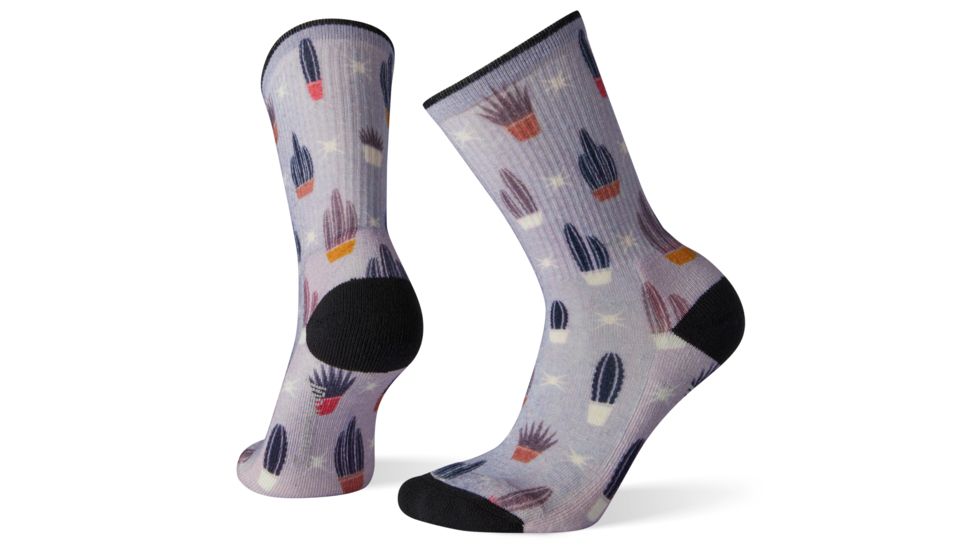 Smartwool Hike Light Cactus Print Crew Socks - Womens, Purple Mist, Large, SW001239A26-L