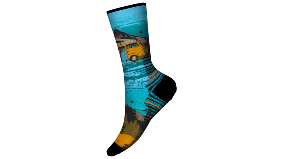 Smartwool Hike Light Cushion Great Excursion Print Crew Socks, Multi Color, Large, SW0019871501-L