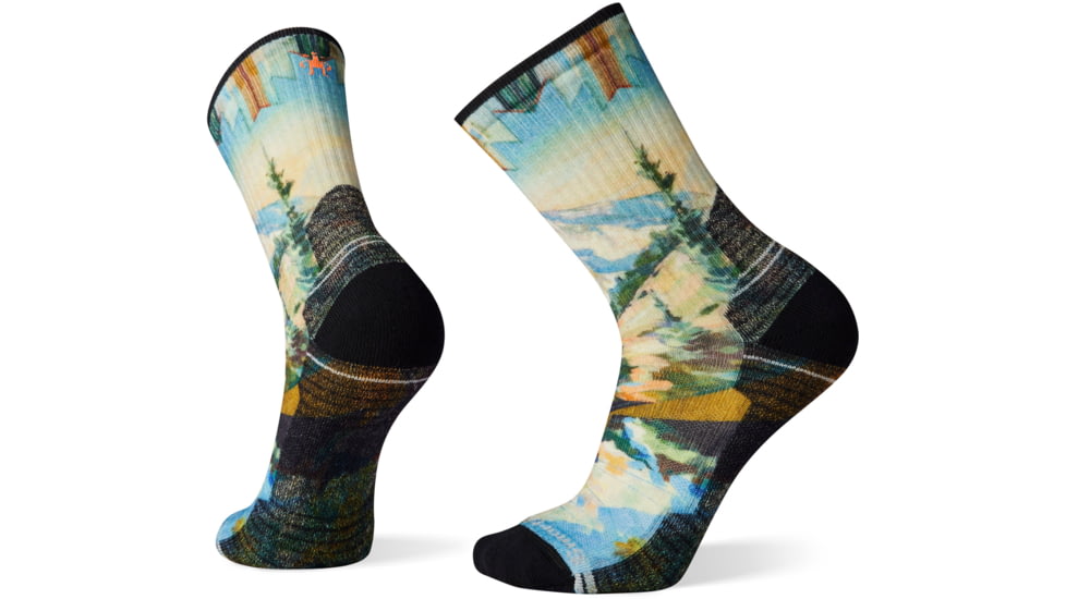 Smartwool Hike Light Cushion Mountain Print Crew Socks - Mens, G61 Mist Blue, Extra Large, SW001617G61XL
