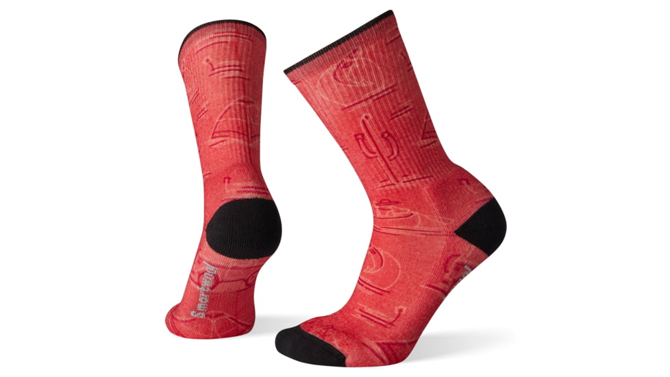Smartwool Hike Light Down the River Print Crew Socks - Womens, Bright Coral, Large, SW001240494-L