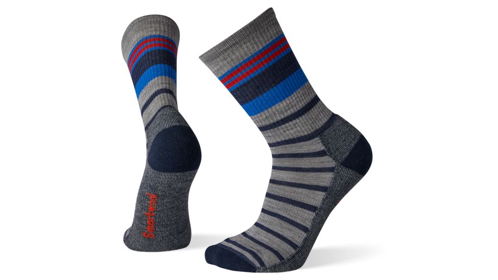 Smartwool Hike Light Striped Crew Socks - Mens, Light Gray, Medium, SW001246039-M