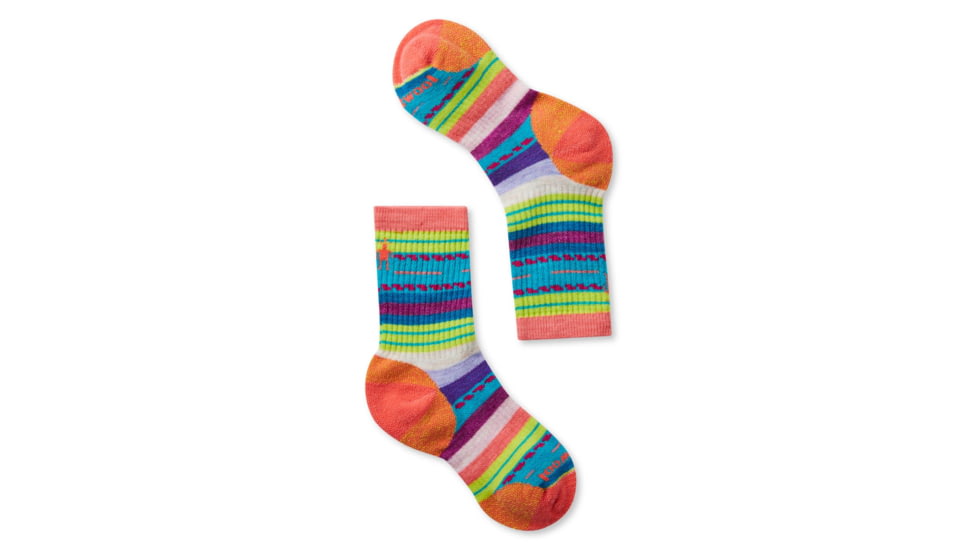 Smartwool Hike Medium Margarita Crew Socks - Kids, Bright Coral, Medium, SW001268494-M