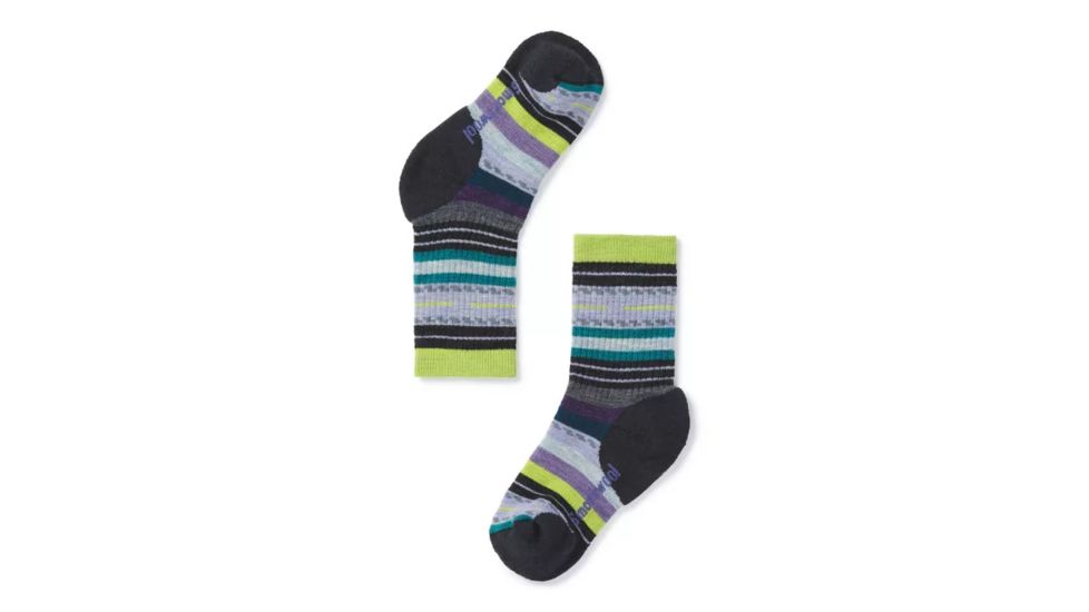 Smartwool Hike Medium Margarita Crew Socks - Kids, Charcoal/Smartwool Green, Large, SW001268C77-L