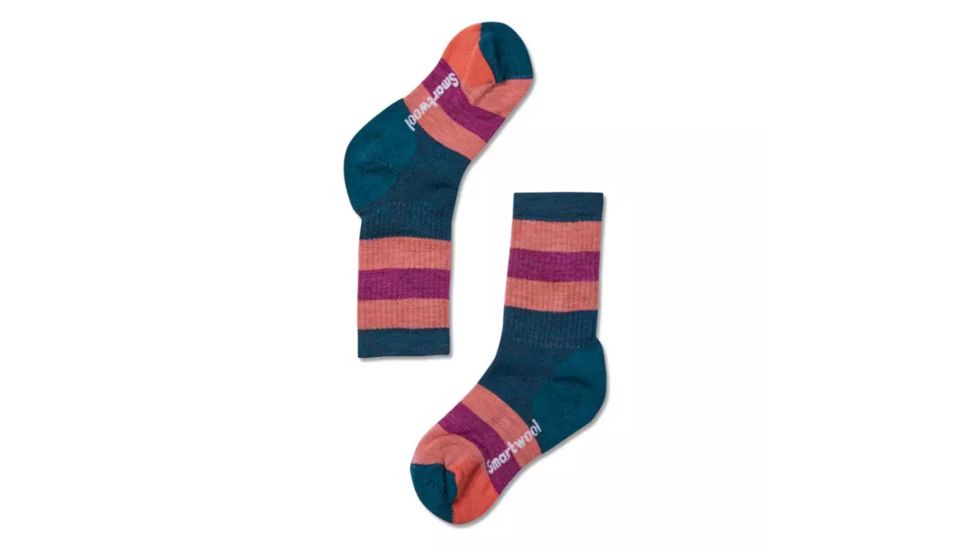 Smartwool Hike Medium Striped Crew Socks - Kids, Deep Marlin, Small, SW001213C51-S