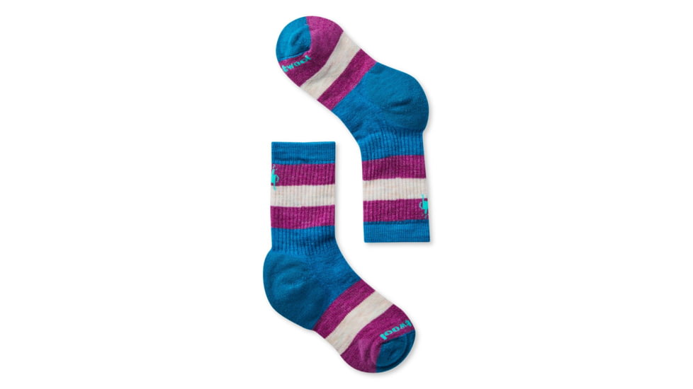 Smartwool Hike Medium Striped Crew Socks - Kids, Ocean Abyss, Medium, SW001213E21-M
