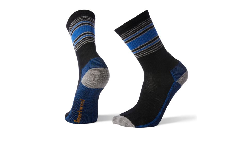 Smartwool Hike Striped Light Crew Socks, Black, Large, SW001391001-L