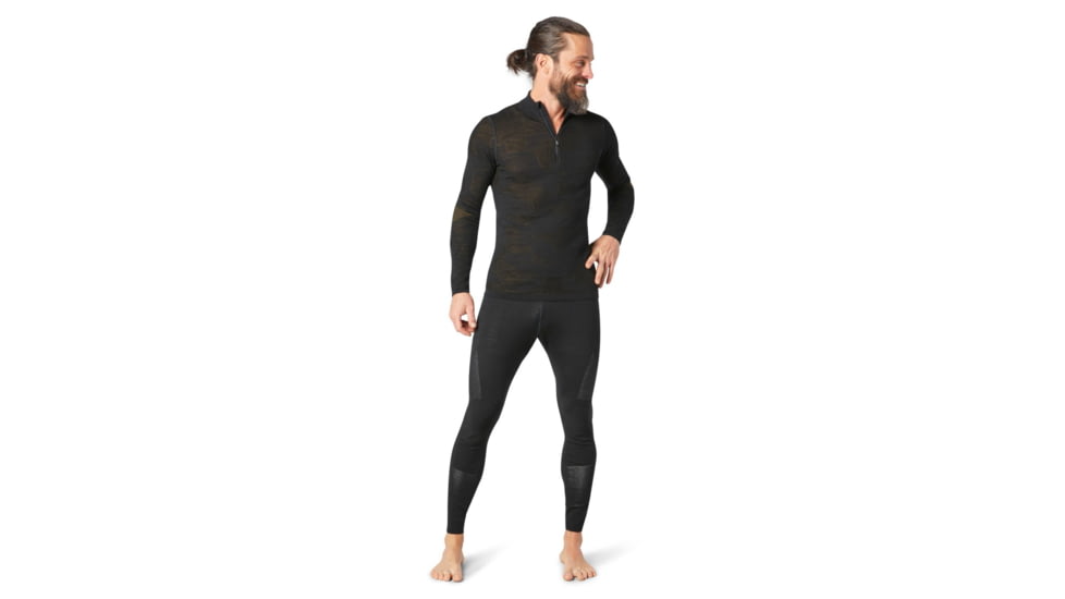 Smartwool Intraknit Merino 200 Pattern 1/4 Zip - Mens, Black/Military Olive Camo, Large, SW016408F27-L