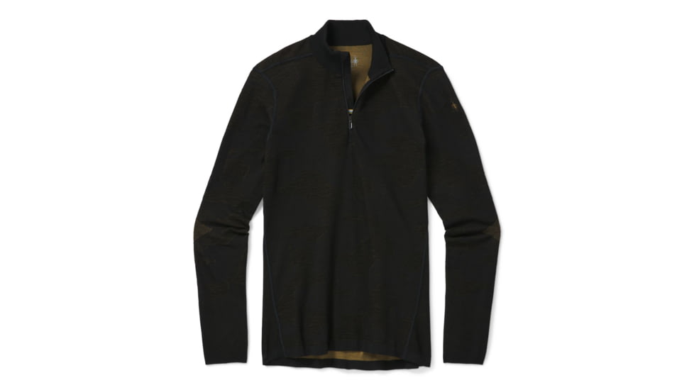 Smartwool Intraknit Merino 200 Pattern 1/4 Zip - Mens, Black/Military Olive Camo, Large, SW016408F27-L
