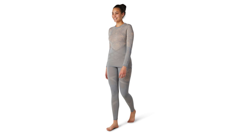 Smartwool Intraknit Merino 200 Pattern Crew - Womens, Stone Gray/Rose Cloud Floral Scape, Large, SW016412F33-L