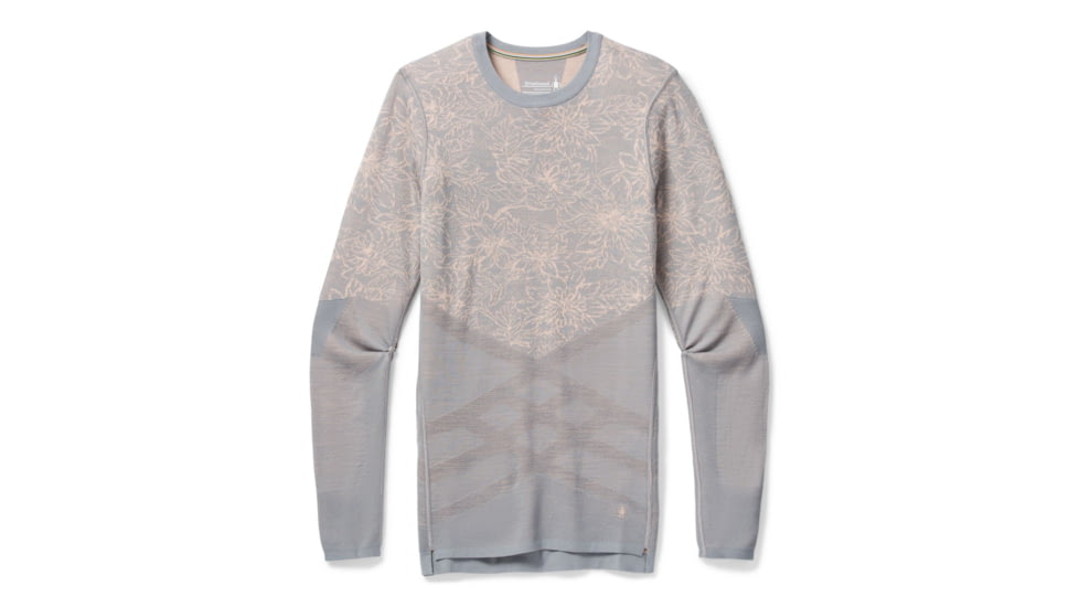 Smartwool Intraknit Merino 200 Pattern Crew - Womens, Stone Gray/Rose Cloud Floral Scape, Large, SW016412F33-L