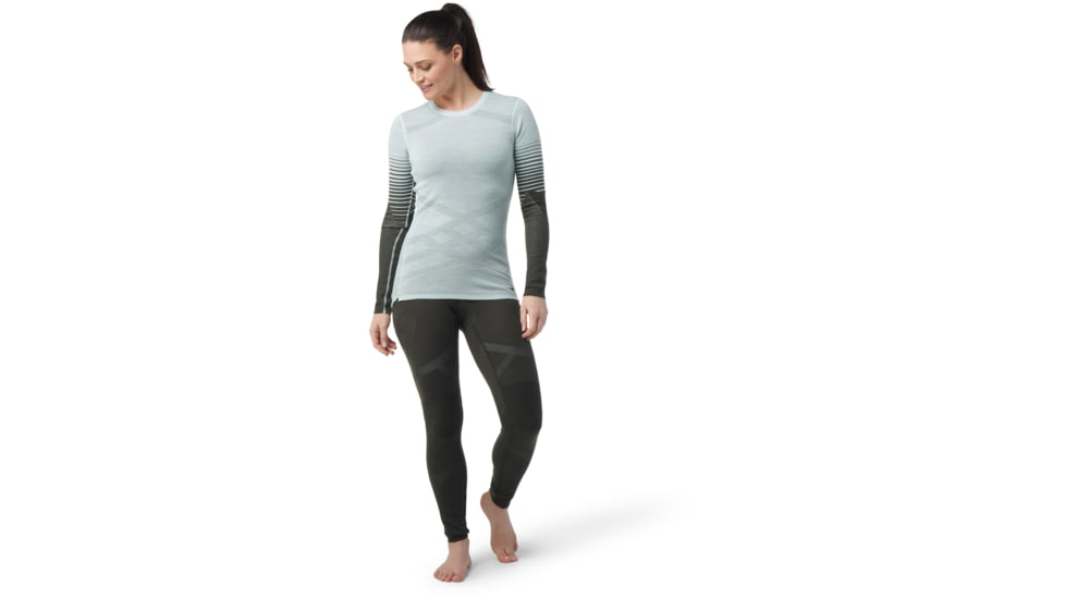 Smartwool Intraknit Thermal Merino Base Layer Pattern Crew - Womens, J21 Bleached Aqua, Small, SW016412J21S