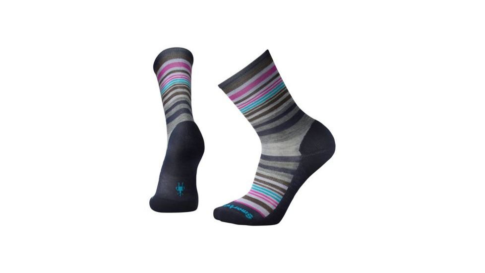 Smartwool Jovian Stripe Sock - Women's, Deep Navy Heather-Meadow Mauve H, Small SW0SW599A64-S