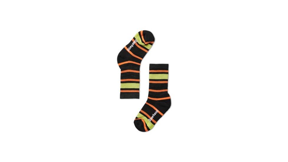 Smartwool Kids Hike Light Striped Crew - Kids, Black, Medium, SW001212001-M