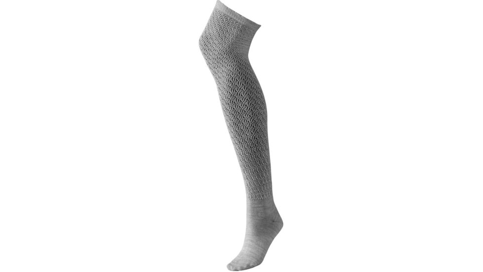 Lacy Top Over The Knee Casual Sock - Womens-Light Grey-Small