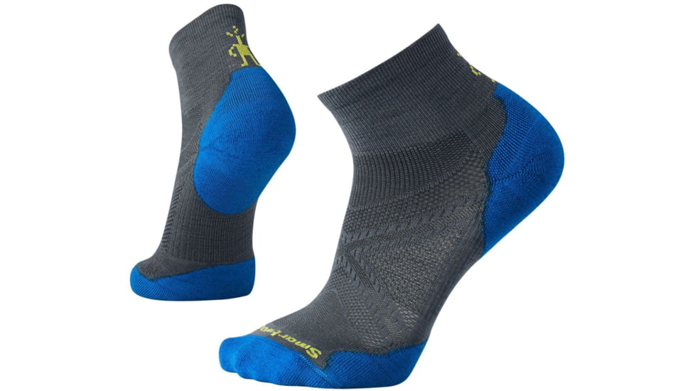 Smartwool Men's PhD Run Ultra Light Mini, Graphite/Bright Blue, Small, SW0SW170374-S