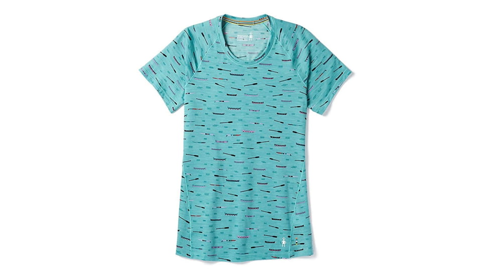 Smartwool Merino 150 Baselayer Print Short Sleeve - Womens, Nile Blue, Medium, SW016161B46-M