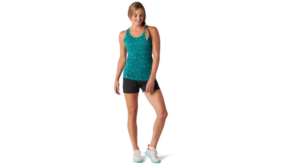 Smartwool Merino 150 Baselayer Print Tank - Womens, Dark Peacock Cactus Print, Extra Large, SW016159D75-XL
