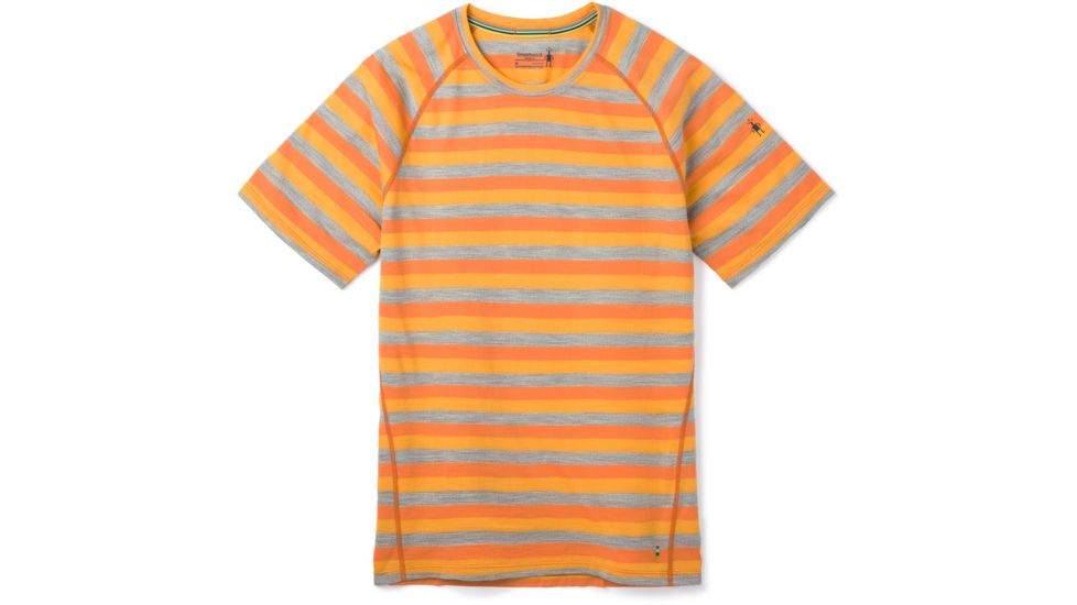 Smartwool Merino 150 Baselayer Short Sleeve - Mens, Atomic Orange Stripe, Small, SW016041D49-S