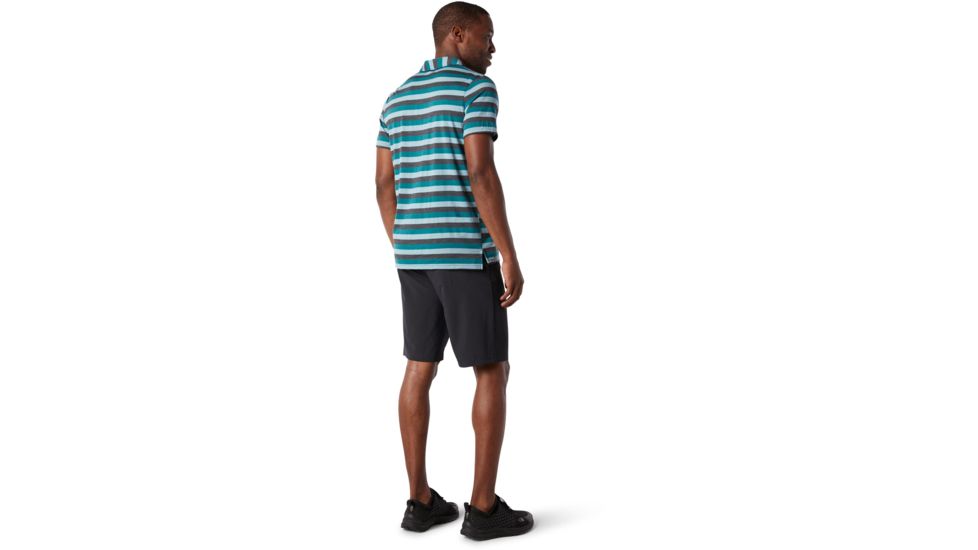 Smartwool Merino 150 Polo - Mens, Pacific Stripe, Medium, SW000216D55-M