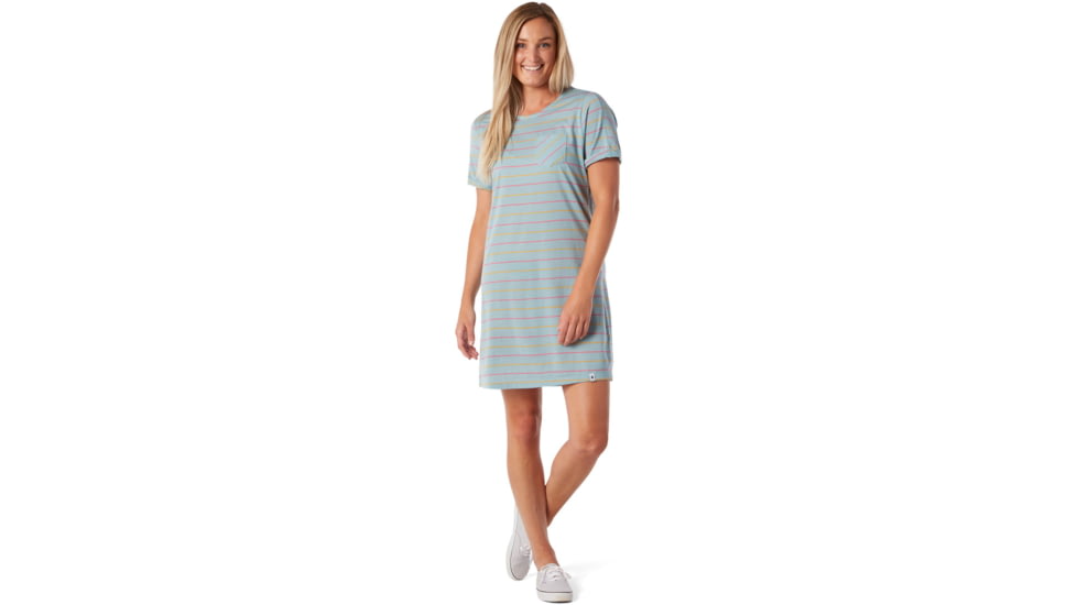 Smartwool Merino 150 Short Sleeve Dress - Womens, Wave Blue Stripe, Extra Small, SW015122D53-XS