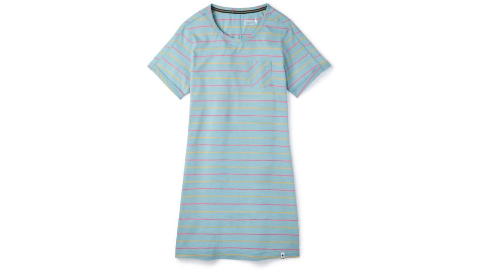 Smartwool Merino 150 Short Sleeve Dress - Womens, Wave Blue Stripe, Extra Small, SW015122D53-XS