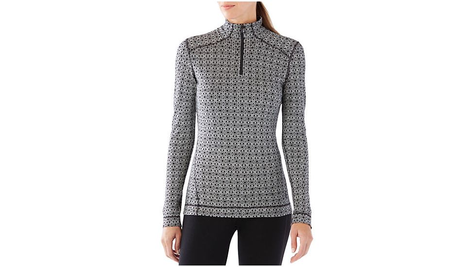 Smartwool Merino 250 Base Layer Pattern 1/4 Zip, Dogwood White/Black, Extra Small, SW0NP222440XS