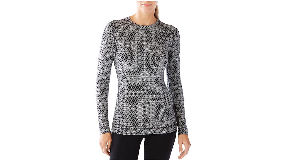 Smartwool Merino 250 Base Layer Pattern Crew, Dogwood WHT/BL, Large, SW0NP226440L