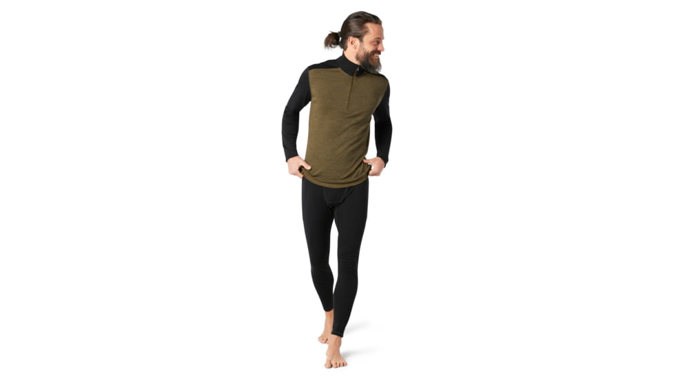 Smartwool Merino 250 Baselayer 1/4 Zip - Mens, Military Olive Heather/Black, Extra Large, SW016355E54-XL