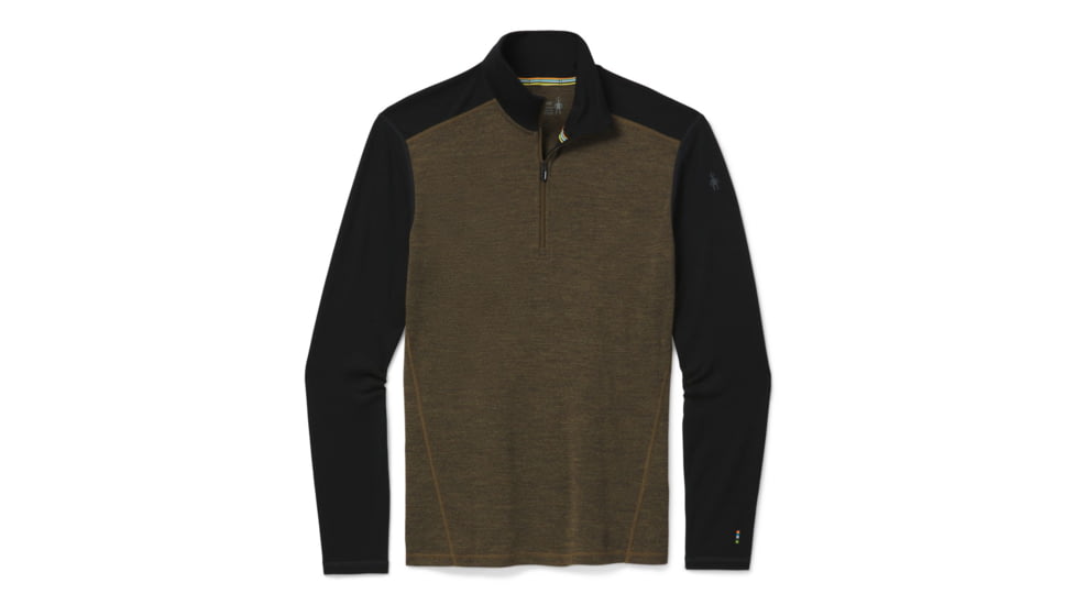 Smartwool Merino 250 Baselayer 1/4 Zip - Mens, Military Olive Heather/Black, Extra Large, SW016355E54-XL