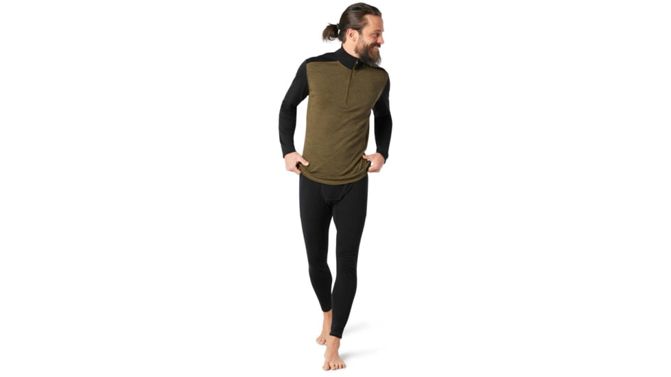 Smartwool Merino 250 Baselayer 1/4 Zip - Mens, Military Olive Heather/Black, Extra Small, SW016355E54XS