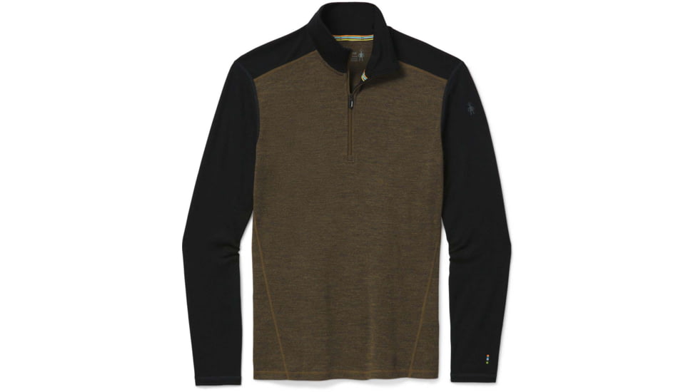 Smartwool Merino 250 Baselayer 1/4 Zip - Mens, Military Olive Heather/Black, Extra Small, SW016355E54XS