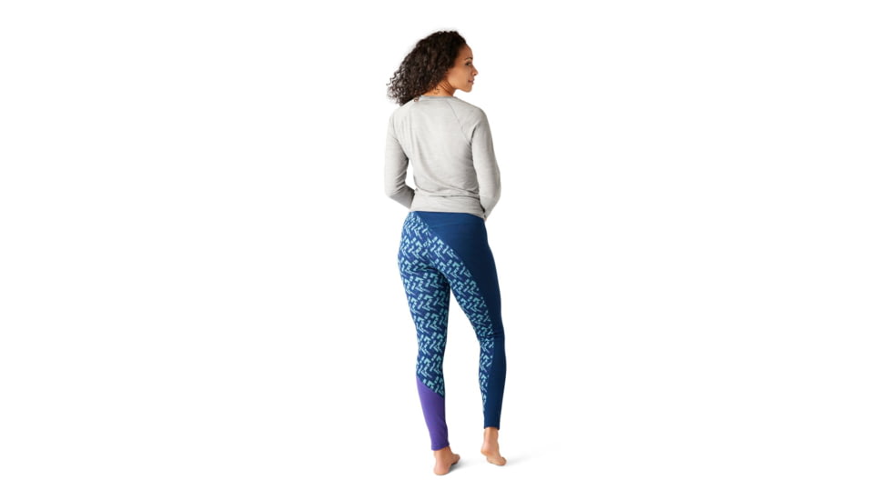 Smartwool Merino 250 Baselayer Colorblock Bottom - Womens, Alpine Blue/Modern Plaid, Extra Small, SW016383F54-AB/MP-XS