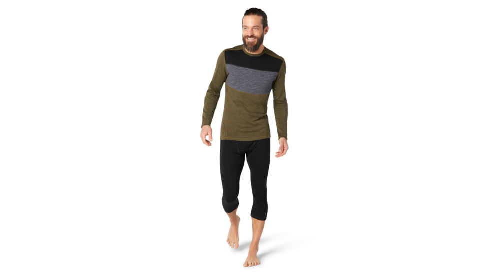 Smartwool Merino 250 Baselayer Colorblock Crew - Mens, Military Olive Heather, Small, SW016353D12-S