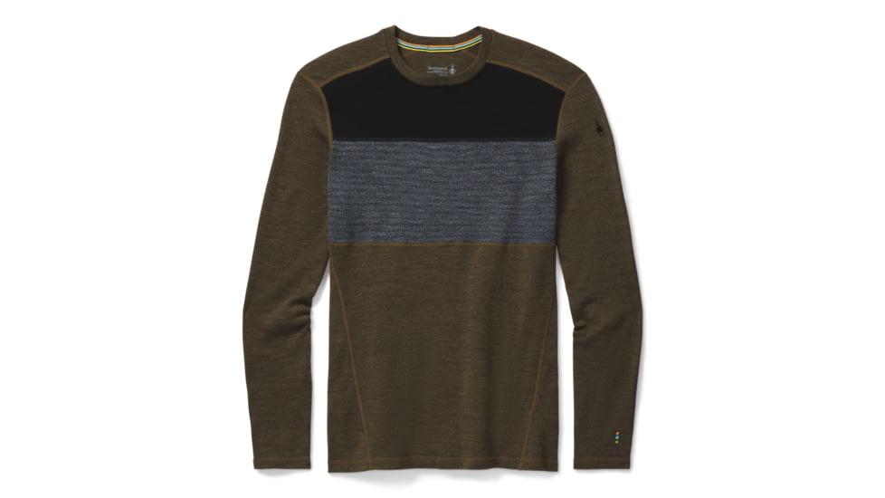 Smartwool Merino 250 Baselayer Colorblock Crew - Mens, Military Olive Heather, Small, SW016353D12-S