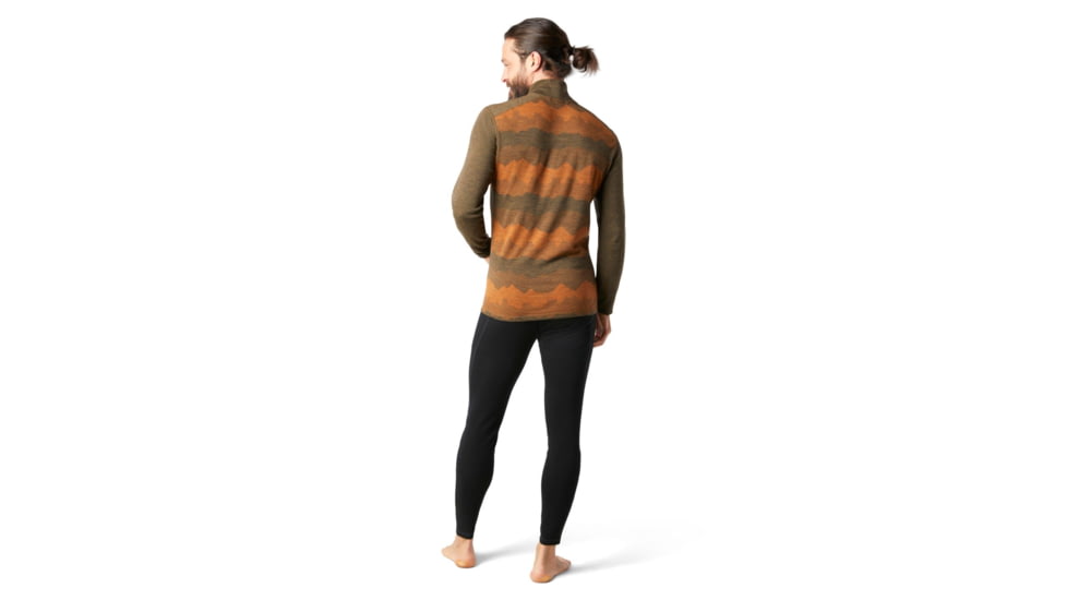 Smartwool Merino 250 Baselayer Pattern 1/4 Zip - Mens, Military Olive Mountain Scape, 2XL, SW016357E29-XXL
