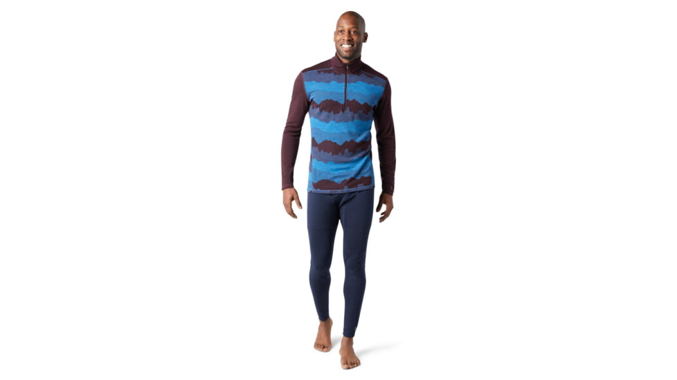 Smartwool Merino 250 Baselayer Pattern 1/4 Zip - Mens, Woodsmoke Mountain Scape, 2XL, SW016357E28-XXL