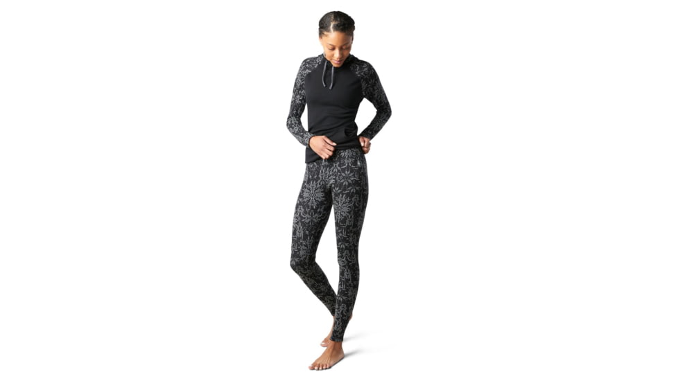 Smartwool Merino 250 Baselayer Pattern Bottom - Womens, Black Digital Snowflake, Extra Small, SW019243E36-XS