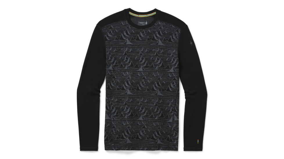 Smartwool Merino 250 Baselayer Pattern Crew - Mens, Black Bryan Iguchi Mountains, 2XL, SW016351F21-XXL
