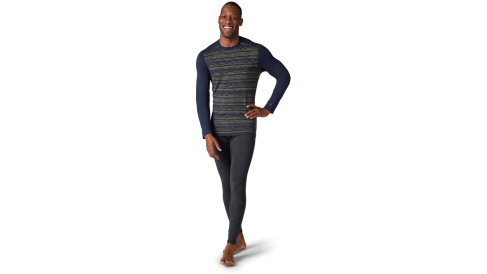 Smartwool Merino 250 Baselayer Pattern Crew - Mens, Deep Navy Mountain Range, Small, SW016351H13S