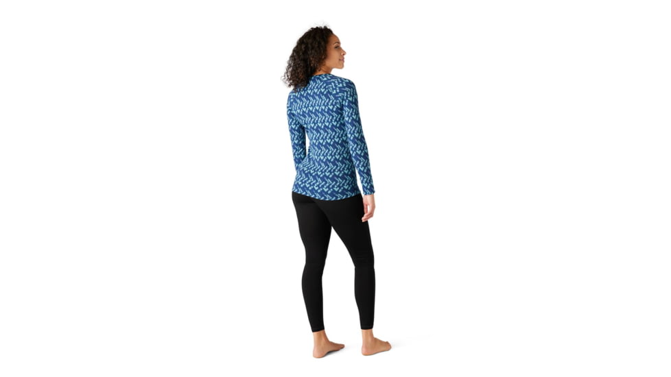 Smartwool Merino 250 Baselayer Pattern Crew - Womens, Alpine Blue/Modern Plaid, Extra Small, SW016371F54-AB/MP-X-Small