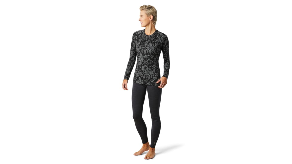 Smartwool Merino 250 Baselayer Pattern Crew - Womens, Black Digital Snowflake, Extra Large, SW016371E36-XL