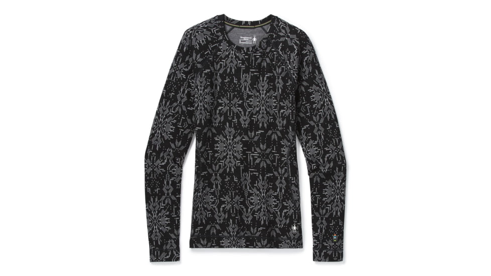 Smartwool Merino 250 Baselayer Pattern Crew - Womens, Black Digital Snowflake, Extra Large, SW016371E36-XL