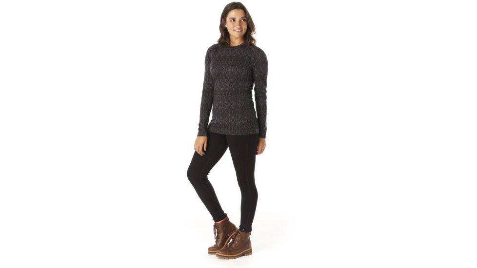Smartwool Merino 250 Baselayer Pattern Crew - Womens, Black Medallion, Extra Small, SW0NP226C14-XS